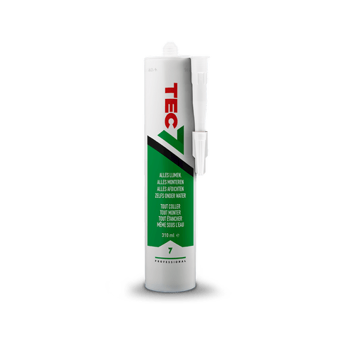 Cylindrisk hvid beholder med røde og grønne grafik og tekst, udstyret med en påføringsdyse.