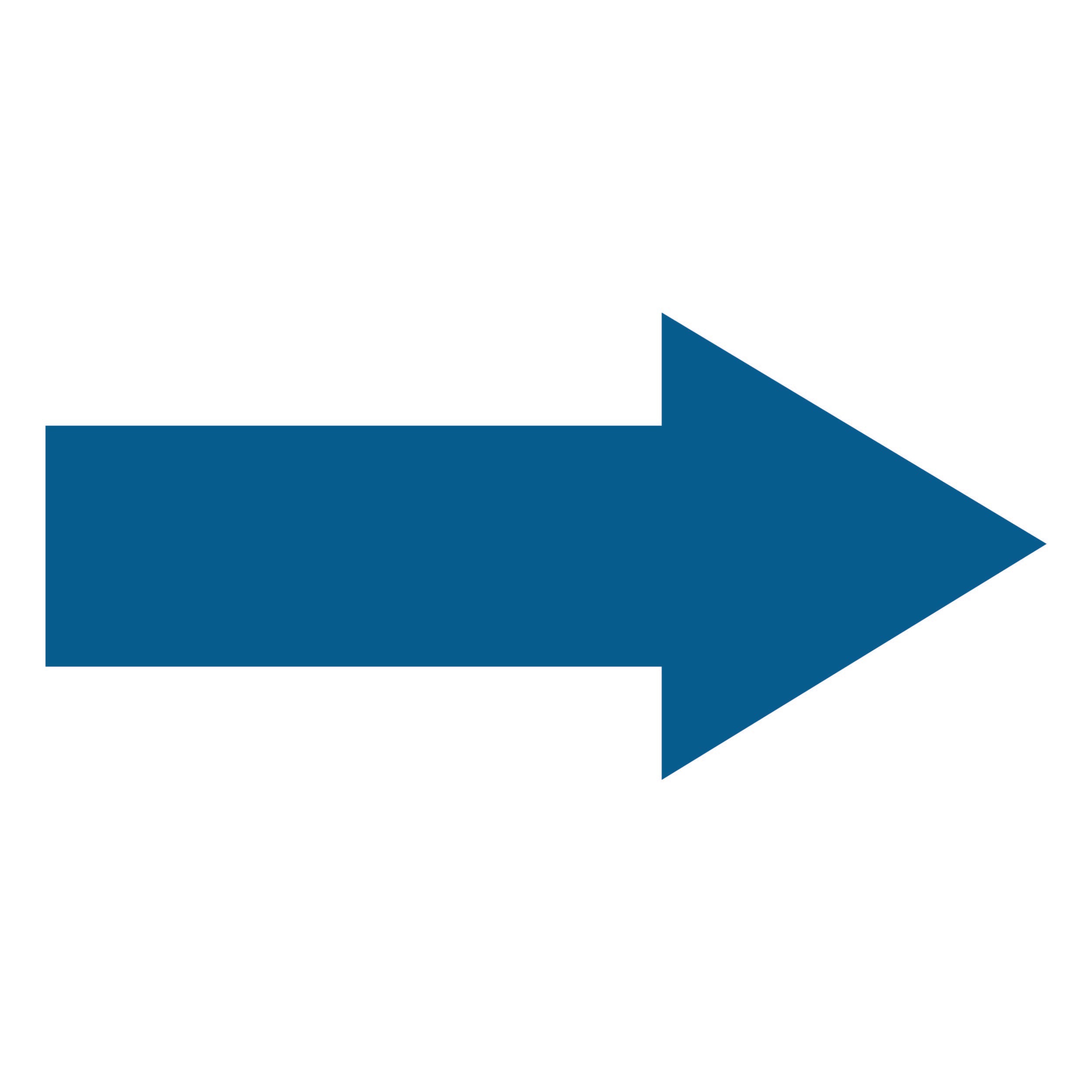 Blå pil peger mod højre på hvid baggrund, enkel og tydelig design til gulvfolie.